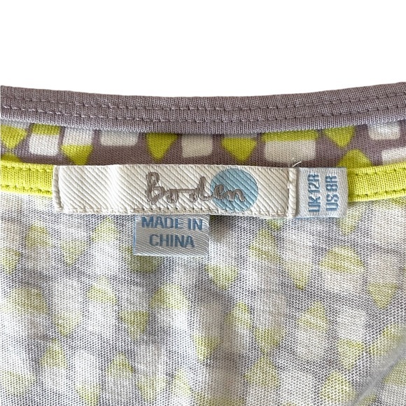 Boden Margot Jersey Dress Citrus Geo Pattern Scoop Neck Cap Sleeves Boho Size 8 - Picture 6 of 7